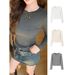 High-End Casual Women's T-Shirt Women's Slim-Fit Bottoming Shirt Pinch Waist Shoulder Long Sleeve Inner Jacket Wholesale_ecoleips.com