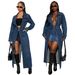 "Stylish Long Sleeve Denim Duster Coat With Pockets - Oversized Open Front Jacket For Women, Streetwear Fashion, S/M/L/XL/2XL"_ecoleips.com