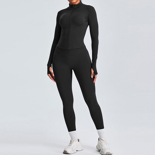 Slim Fit Women's Yoga Jacket Outdoor Sports Fitness Fashionable Peach Pants Running Sports Suit_ecoleips.com