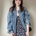 Gentle American Retro Blue Washed Denim Jacket For Women, New Spring Fashion, Floral Suspender Dress Two-piece Set_ecoleips.com