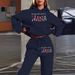 Women's Long Sleeved Hooded Sweatshirt Set Letter Print Simple Spring Autumn_ecoleips.com