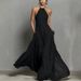 Women's Elegant Backless Hollow Long Dress Fashion Hight Waist Solid Swing Dresses Sexy Halter Sleeveless Vacation Party Dress_ecoleips.com