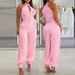 Women's Clothing High Neck Sleeveless Top Elastic Adjustable Waist Joggers Women's Clothing Sets_ecoleips.com