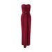 Women's Clothing Elegant European American Style Women's Dress Strapless Ruched Details Backless Long Design Cinched Waist_ecoleips.com
