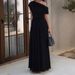 Summer Fashion Sexy Asymmetrical Neck Pleated Irregular Solid Color Dress for European And American Women Wholesale_ecoleips.com