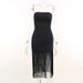 Women's Clothing Summer New Tassel Sexy Tube Top Slit Dress For Women_ecoleips.com