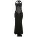 Summer New Women's Halter Neck See through Mesh Splicing Dress Solid Color Tie European American Export 2026_ecoleips.com