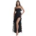 2026 New Summer European And American Style Sexy Ruffle Off-Shoulder Sleeveless Slit Dress For Women_ecoleips.com
