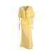 Cross-Border V-Neck European And American 2025 Summer New Ruffled Short Sleeve Half-Length Skirt Set_ecoleips.com