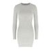 AC453 New Cross-Border Round Neck Solid Color Stretch Tight-Fitting Long-Sleeve Bodycon Slimming Dress_ecoleips.com