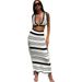 Women's Clothing New Seaside Beach Dress Textured Bikini Casual Vest Suspender Top Long Skirt Set_ecoleips.com