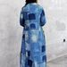Women's plus Size Color Blocked Denim Print Trench Coat Fashionable Versatile Spring Autumn Style Best Selling_ecoleips.com
