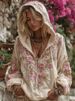 Inspired Zip-Up Hoodie – Cherry Blossom Art Print, Oversized Fit, Unisex Streetwear For Fall & Winter_ecoleips.com