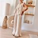 Women's Clothing 2 Piece Pants Suit Striped Front Open Vest Top Wide Leg Casual Pants Summer_ecoleips.com