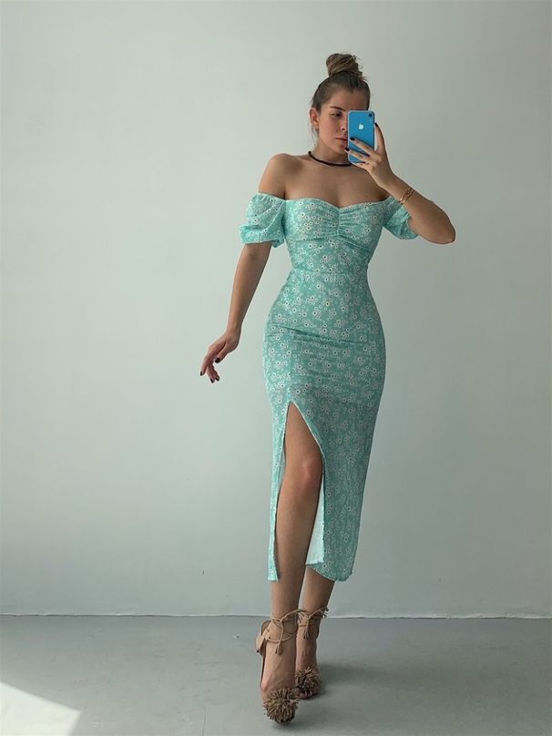2026 New European And American Women's Fashion Multi-color Floral Tea Strapless Pleated Slim Fit Sexy Bodycon Dress_ecoleips.com