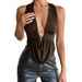 Women's Backless Halter Top Deep V Neck Slim Fit New Sexy Top For Ladies_ecoleips.com