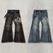 Aria Basics European And American Cross-border Vintage Y2K Embroidered Flared Jeans For Women, Punk Dark Tribal Style Casual Pants,_ecoleips.com