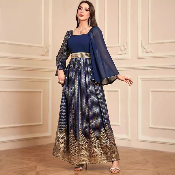 4067 Middle East Cross-Border Dubai Fashion New Arabian Robe European And American Foreign Trade Patterned Gold-Embossed_ecoleips.com
