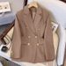 Women's Stylish Polyester Suit Set - Slim Fit Blazer & Wide Leg Pants For Office & Casual Wear Breathable Polyester Fabric_ecoleips.com