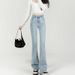 High-waisted Flared Jeans For Women, 2023 New Autumn Style, Stretchy, Slimming, Petite-friendly, Micro-flared Long Pants_ecoleips.com