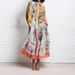 Aria Basics Aria Basics 2026 Spring New European And American Cross-Border Women's Lantern Printed Turn-Down Collar Waist-Cinching Long Sleeve_ecoleips.com