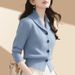 Women's Clothing Fashionable Of The Festive Red Long Sleeved Lapel Knitted Cardigan Top In Autumn And Winter_ecoleips.com
