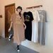 Sweet Simple Cute Rabbit Print Comfortable Pregnant Women Short-sleeved Dress_ecoleips.com