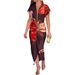 2025 Summer New European And American Style Independent Station Cross-Border Women's Printed Slit Sexy Low-Cut V-Neck_ecoleips.com