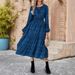 Elegant Floral Print Long Sleeve Dress - Casual & Chic Women's Dress For Everyday Wear_ecoleips.com