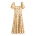 2024 Summer Independent Station European And American Women's Fashion New Floral Square Neck Elegant Slit Maxi_ecoleips.com