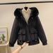 Women's Clothing Horn button parka women's autumn and winter new slim down cotton jacket fashionable plus velvet thick fur coat_ecoleips.com