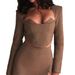 Women's Early Autumn Bodycon Pant Set Long Sleeved Top & Short Skirt Sexy High-End Feel_ecoleips.com