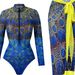 Women's Clothing Peacock Print One Piece Swimsuit For Women Long Sleeve Zipper Design Quick Drying Sunscreen Beach Swimwear Style_ecoleips.com