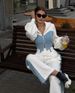 Aria Basics 2025 Cross-Border European And American Style Fashion Casual Sweatshirt Denim Patchwork Hooded Top Long Pants Two-Piece_ecoleips.com