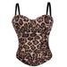 Women's Clothing Golden Brown Leopard Suede Short Vest Camisole Inner Wear Can Be Worn Outside Elastic Gathered Fishbone Body Shaping Bra_ecoleips.com