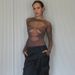 Women's Clothing Sexy Hot Girl High Elastic Knitted Perspective Long Sleeve Hollow Hot Diamond Bodysuit_ecoleips.com