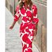 Women's Spring/Summer Loose Fitting Shirt Collar Dress Waist Cinching Trendy Casual Dress_ecoleips.com