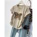 Tie-Dye Short-Sleeve T-Shirt For Women, Modal Top, American Vintage Summer Design, Petite Slim Crop Top_ecoleips.com