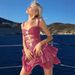 Women's Sexy V-Neck Bodycon Short Skirt Sequin Dress Cross Border Autumn/Winter European American Style Irregular Design_ecoleips.com