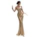 Voya Voya Amber Light Gold Strapless Engagement Luxurious Bridal Toast Dress, Morning Gown Dress_ecoleips.com