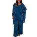 Women's Clothing Fashionable Loose Chiffon Long Sleeved Tops Wide Leg Pants Casual Suits_ecoleips.com