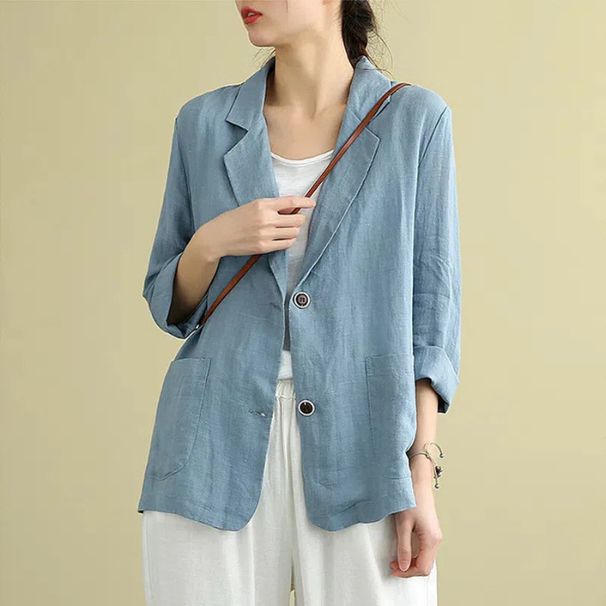 Women's Clothing Women's Cotton Linen Jacket Loose Fit Versatile Long Sleeve Casual Elegant Spring Summer Sun Protection Clothing_ecoleips.com