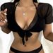 Women's Solid Color Mesh Cover-Up Bikini Top With Adjustable Ties - Sexy Swimwear For Beach & Pool - S/M/L/XL_ecoleips.com