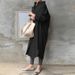 Modest Abaya Dress Women's Korean Patchwork Long Sleeve Shirt Cotton OL Style Straight Cut Trench Coat For Spring_ecoleips.com