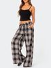 Women Y2k Oversize Pants Lounge Bottoms Fashion Plaid Casual Pants Elastic High Waist Casual Pockets Pajama Pants Homewear_ecoleips.com