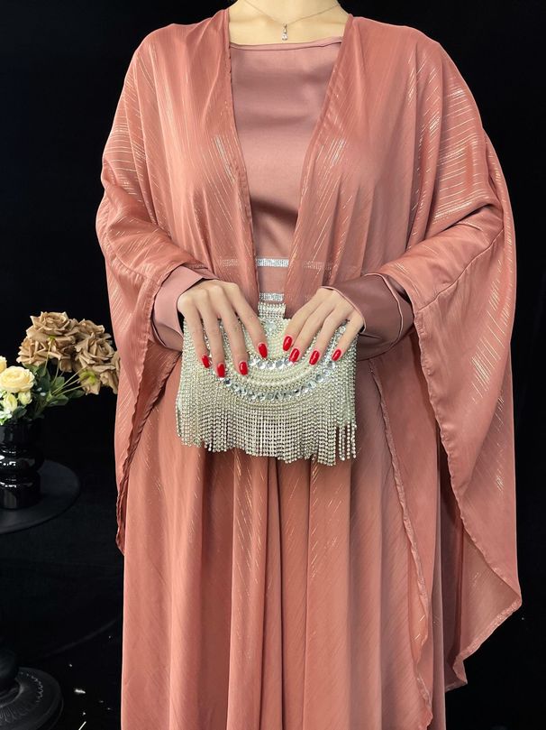 Women's Clothing Women's Muslim Clothing Abaya Gold Thread Suit Shiny Outer Skirt Suit Elegant_ecoleips.com