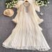 Elegant French Vintage Flared Sleeve Maxi Dress With Rhinestone Embellishments – Chic Fall Staple For Women_ecoleips.com