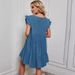Self-shot 2026 European And American Women's New Solid Color Round-neck Ruffle-sleeve Foreign Trade Spring-summer_ecoleips.com
