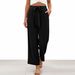Voya 2026 Spring/Summer European And American Solid Color Nine-Point New Belted Women's Wide-Leg Casual Pants_ecoleips.com