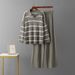 Color Block Striped Two Piece Set V Neck Niche Design Knitted Top with High Waisted Wide Leg Pants European And American Style Women's Clothing_ecoleips.com